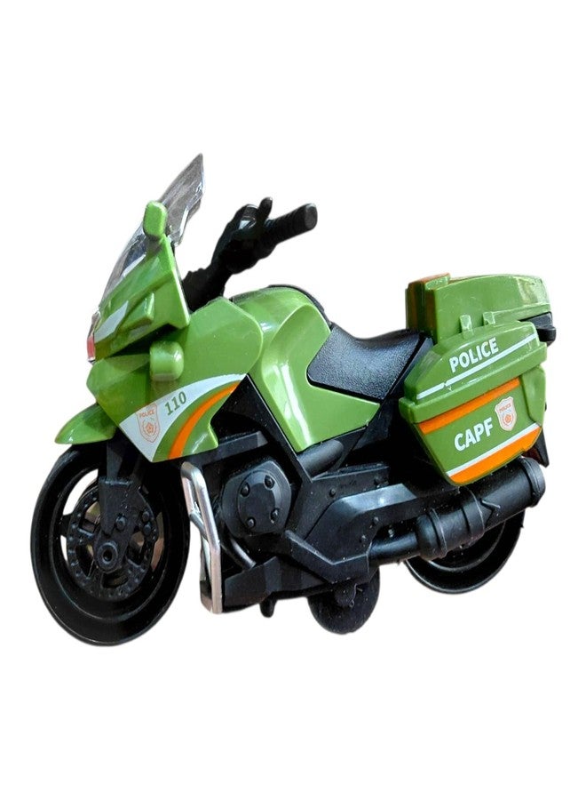 JNiL Mini Pull Back Police Motorcycle Toy, Pull Back Toy Motorcycle | Perfect for Kids, Toddlers, Boys & Girls (Pack of 1) (Green) - Image 1